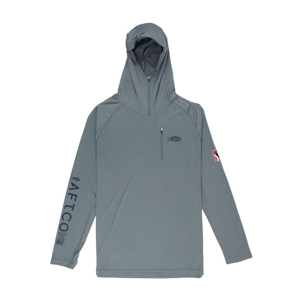 Aftco アフコ　ジェイソンクリスティ　シャツ　グレーM Jason Christie's Hooded LS Bass Fishing Performance Shirt
